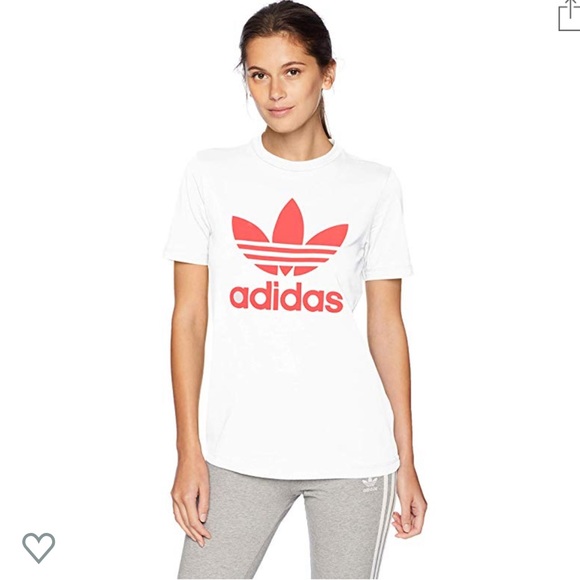 red and white adidas shirt womens